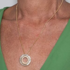 Colar Mandala de Zircônias Cristal Banhado em Ouro 18K