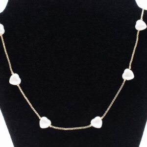 Colar Pérolas Formato de Coração Banhado em Ouro 18K