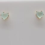 Brinco Zircônia Pequena Coração Verde Claro Banhado em Ouro 18K