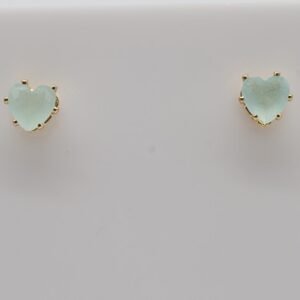 Brinco Zircônia Pequena Coração Verde Claro Banhado em Ouro 18K