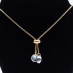 Colar Gravata com 2 Zircônias Cristal Banhado em Ouro 18K