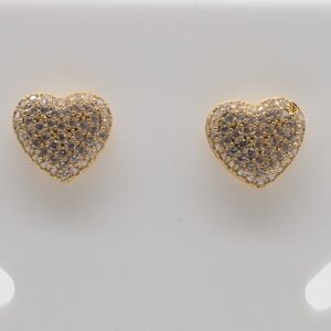 Brinco Luxo Coração Cravejado Banhado em Ouro 18K