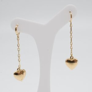 Brinco Coração Liso Pendurado Banhado em Ouro 18K