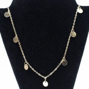 Colar Chapas Redondas Penduradas Banhado em Ouro 18K