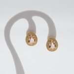 Brinco Trabalhado com Zircônia Champagne Banhado em Ouro 18K