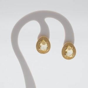 Brinco Trabalhado com Zircônia Amarela Banhado em Ouro 18K