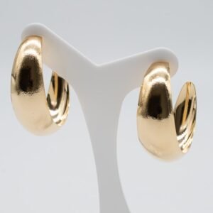 Brinco Argola Larga Texturizada Banhado em Ouro 18K