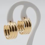 Brinco Argola Três Tiras Lisas Banhado em Ouro 18K