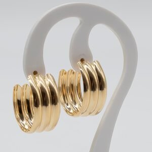 Brinco Argola Três Tiras Lisas Banhado em Ouro 18K