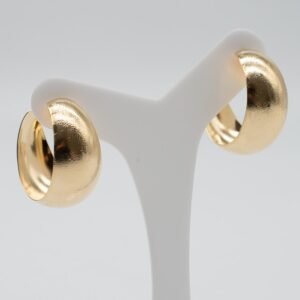 Brinco Argola Larga Lisa Média Banhada em Ouro 18K