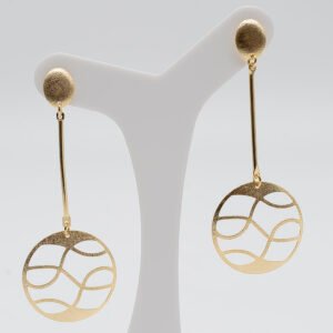 Brinco Pendulo Redondo Vazado Banhado em Ouro 18K