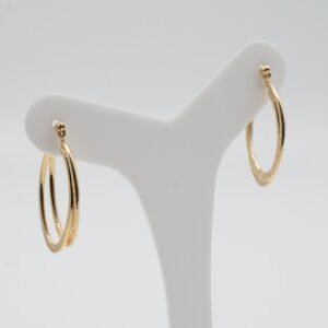 Brinco Oval Duplo Trabalhado Banhado em Ouro 18K