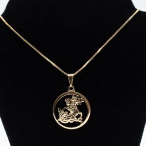Colar Pingente São Jorge Banhado em Ouro 18K