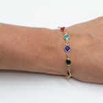 Pulseira Elos Intercalados com Zircônias Grandes Coloridas Banhada em Ouro 18K