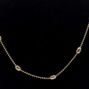 Colar Bolas Trabalhadas Espaçadas Banhado em Ouro 18K