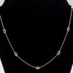 Colar Longo Bolas Trabalhadas Espaçadas Banhado em Ouro 18K
