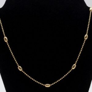 Colar Longo Bolas Trabalhadas Espaçadas Banhado em Ouro 18K