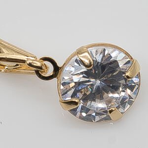 Pingente Zircônia Cristal Redonda e Detalhes Banhado em Ouro 18K