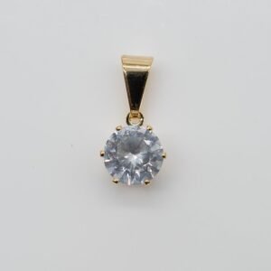 Pingente Zircônia Cristal Redonda Banhado em Ouro 18K