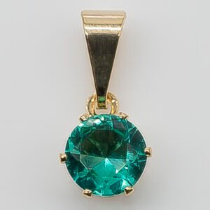 Pingente Zircônia Verde Água Banhado em Ouro 18K