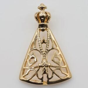 Pingente Santa Vazada e Desenhada Banhado em Ouro 18K