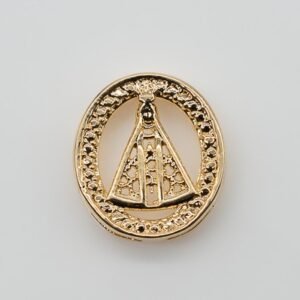 Pingente Oval Pequeno com Santa Banhado em Ouro 18K