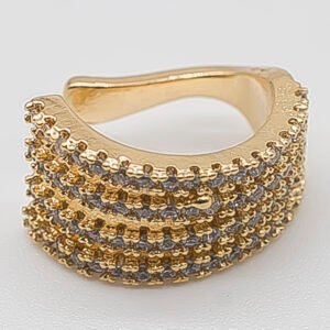 Piercing Fake 4 fileiras Cravejadas com Zircônia Cristal Banhado em Ouro 18K