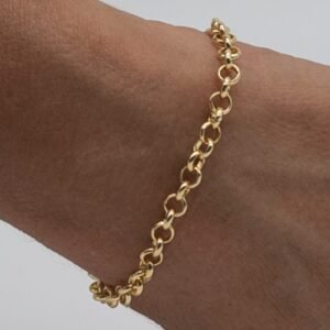 Pulseira Pequenos Elos Redondos com Fecho de Bóia Banhada em Ouro 18K