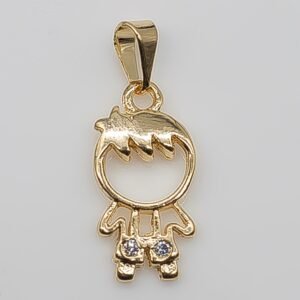 Pingente Menino com Zircônia Cristal Banhado em Ouro 18K