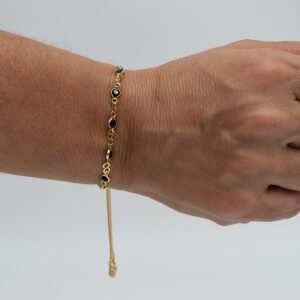Pulseira Gravatinha com Zircônias Pretas Banhada em Ouro 18K