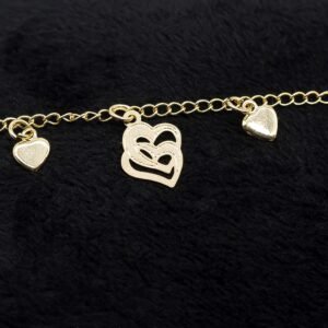 Pulseira Infantil Corações Banhada em Ouro 18K