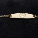 Pulseira Infantil Placa Coração Banhada em Ouro 18K