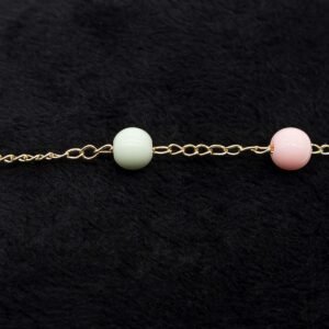 Pulseira Infantil Bolas Coloridas Tons Pastéis Banhada em Ouro 18K