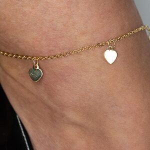 Tornozeleira Corações Pendurados Banhada em Ouro 18K