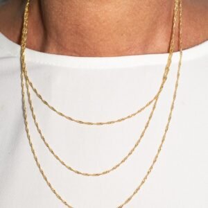 Corrente Singapura Tripla Banhada em Ouro 18K