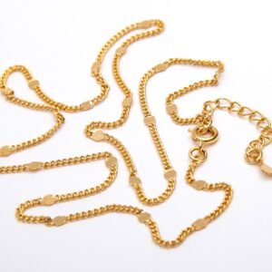 Colar Detalhes em Chapas Redondas Intercaladas Banhado em Ouro 18K