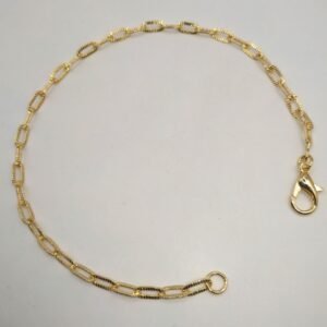 Pulseira com Elos Trabalhados Banhada em Ouro 18K