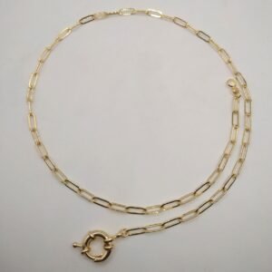 Colar Micro Elo com Fecho Boia Banhado em Ouro 18K