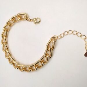 Pulseira Elos Grandes 3D Banhada em Ouro 18K