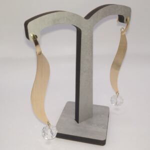 Brinco S Liso com Zircônia Cristal Banhado em Ouro 18K