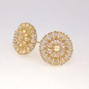 Brinco Pizza Cravejado Zircônia Branca Banhado em Ouro 18K