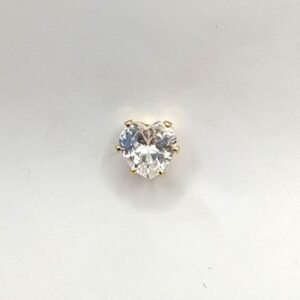 Brinco Coração Zircônia Cristal Médio Banhado em Ouro 18K