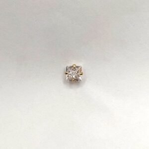 Brinco Mini Zircônia Cristal Quadrada Banhado em Ouro 18K