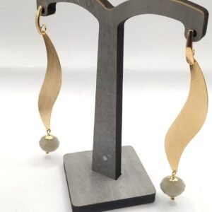 Brinco S Liso com Zircônia Cinza Banhado em Ouro 18K