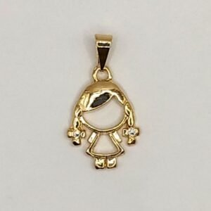 Pingente Menina com Zircônia Cristal Banhado em Ouro 18K