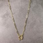 Colar Elos Retangulares Pequenos com Fecho Boia Banhado em Ouro 18K