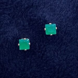 Brinco Quadrado Pequeno Zircônia Verde Banhado em Ouro 18K