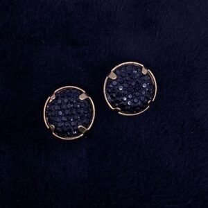 Brinco Micro Zircônias Preto Grande Banhado em Ouro 18K