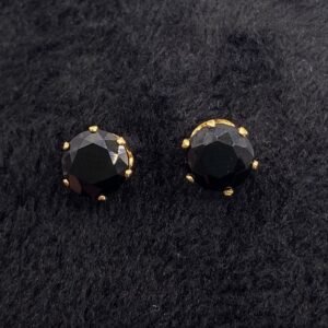 Brinco Redondo Zircônia Preta Grande Banhado em Ouro 18K