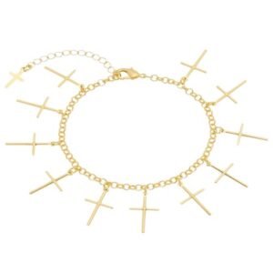 Pulseira Cruzes Finas Banhada em Ouro 18K